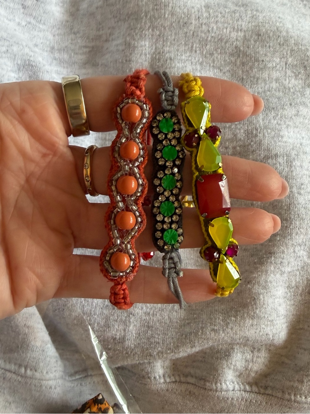 Deepa gurnani Handcrafted Multicolor Bracelets - Orange, Green & Yellow